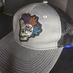 Gray and Black Rock Punk Cap